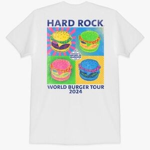 NWT Hard Rock Hollywood World Burger Tour 2024 Pop Art Tee In White